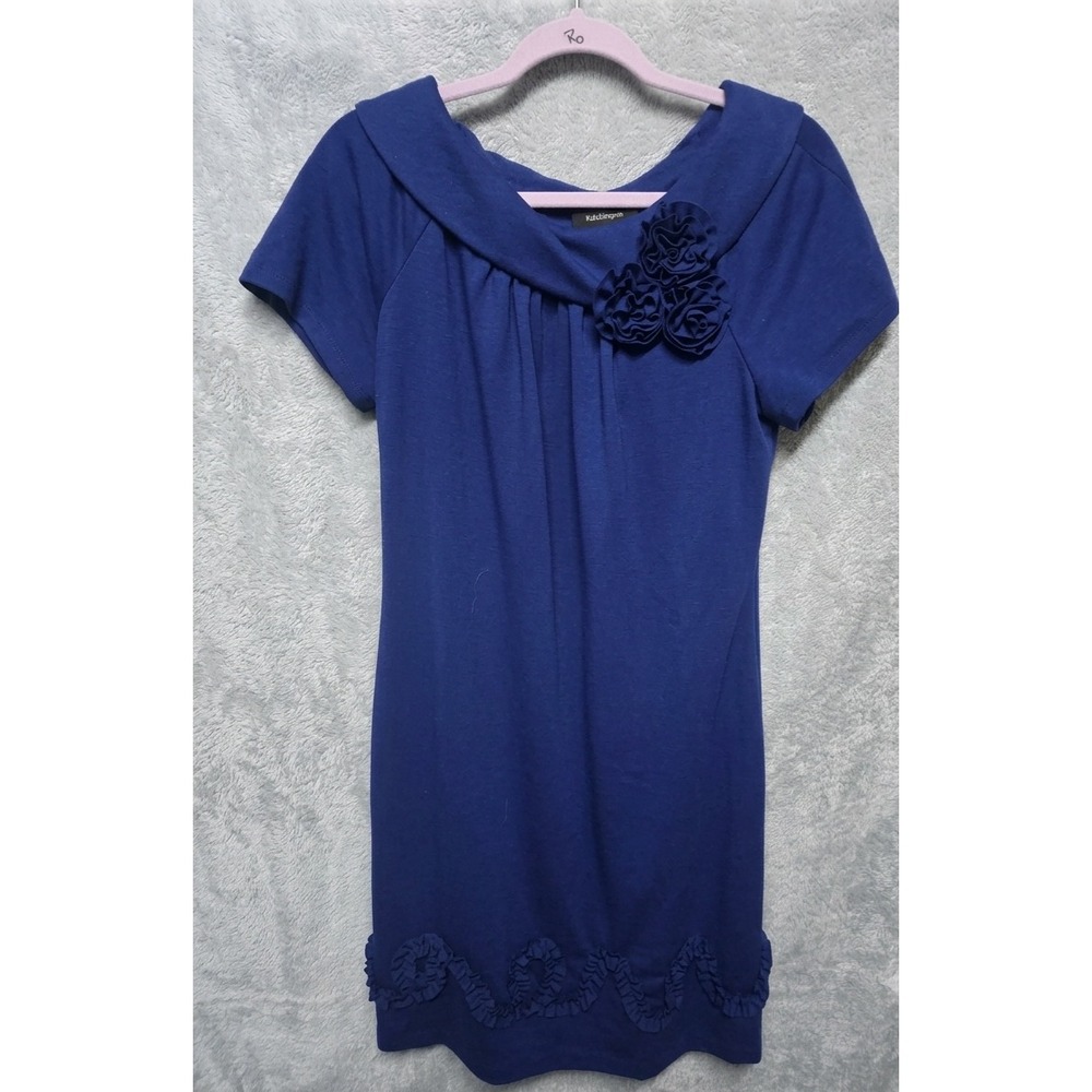 R&M Richards Royal Blue Portrait Collar Rosette Sheath Dress Size 12